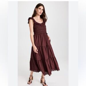 Madewell Women's Lucie Embroidered Cotton Midi Dress, Vintage Mulberry